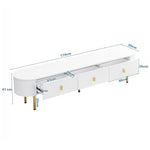 TV Cabinet Coffee Table Set, Luxury Living Room Combination with Drawers, Rounded Corners, White and Gold