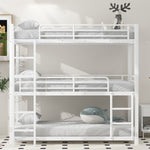 Triple Bunk Bed Frame for Children and Adults, 90x200cm Metal, White