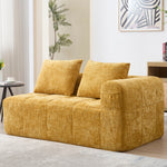 2-Person Sofa, Plush Cushion Side Pockets, Yellow