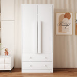 Wardrobe Double Door Drawers Storage 70x40x170cm, White