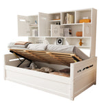 Wooden Sofa Bed 90x200cm with Hydraulic Storage in White