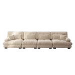Modular Corner Sofa, 4-Seater Deep Seat Sleeper, Light Brown Chenille