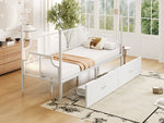 Iron Sofa Bed, 90x200 Vintage Mesh with Storage, White