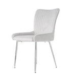 Velvet Dining Chair, Set of 2 with Silver Metal Legs and Lumbar Support, Grey Velvet