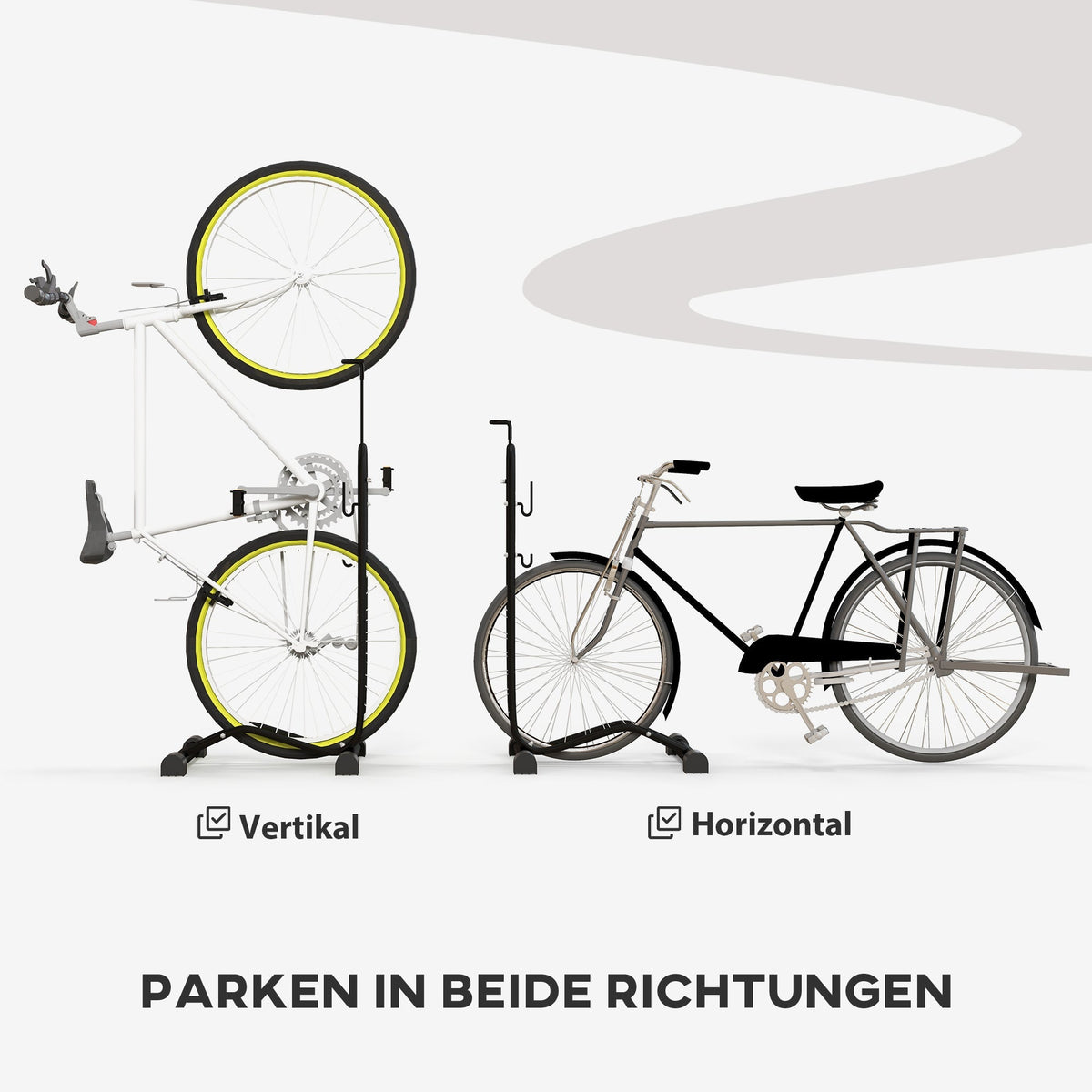 Bicycle Stand, Vertical Horizontal Weatherproof, Metal