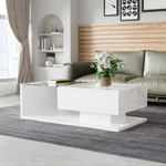 Coffee table, high-gloss white
 Side table, coffee table, with glass and LED effect