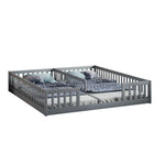 Panel Bed with Guardrails and Slatted Base, 90 x 200 cm, Grey Pine Wood