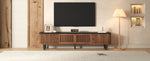 Modern Low TV Cabinet 190cm with Sliding & Mesh Doors