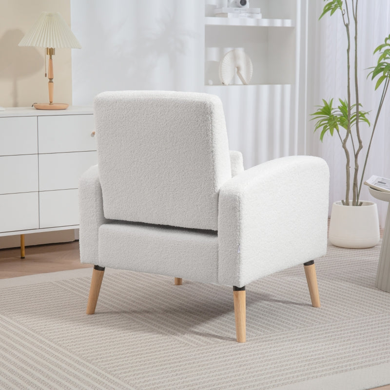 Lounge Chair, Lumbar Cushion Upholstered Armchair, White