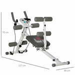 Abdominal Trainer, Adjustable with LCD Display, Steel, White + Gray