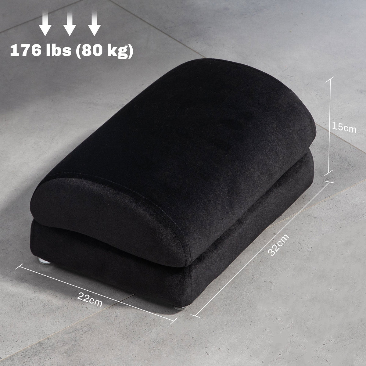 Footrest Desk Footrest, Anti-Slip Pad, Home Office, Velvet Black