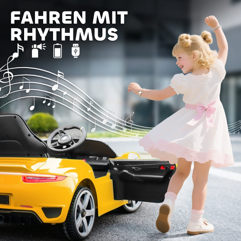 Electric Ride-on Car for Children with Remote Control and Music, Yellow