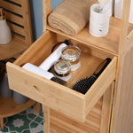 kleankin Bathroom Cabinet, Drawer, Shelves, Open Compartment, Natural Wood