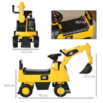 Children's Excavator Ride-on Toy with Functional Shovel and Non-slip Wheels, Yellow and Black
