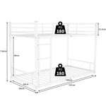 Metal Bunk Bed Twin Single Heavy Stable Low Noise Safety Railing, Metal