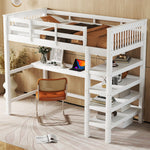 Loft Bed 90x200cm Storage Under-Bed Desk - White