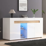 Sideboard 3-Door LED Control 140x40x70cm High-Gloss White