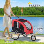 Dog Trailer Jogger, 2-in-1 Bike, Red+Black
