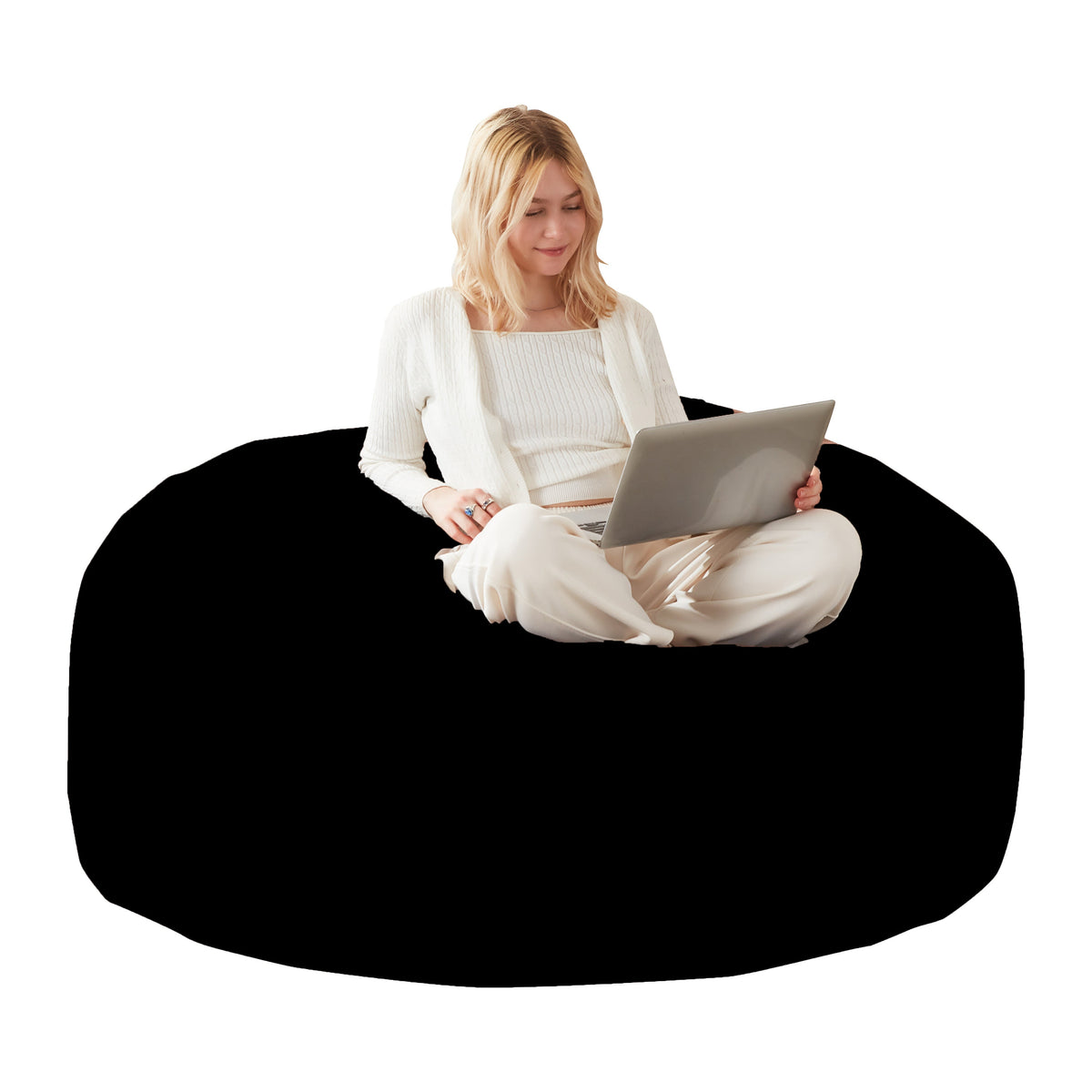 3FT Bean Bag Chair Sofa, Soft Comfortable Reading Chair for Adults, Bedroom/Balcony Use