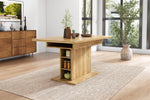 Extendable Dining Table Rectangular L110/130xW70xH75 with Storage Space-Saving Iron Frame - Natural