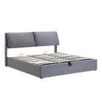 Upholstered Bed 180x200 with Hydraulic Storage, Grey Velvet