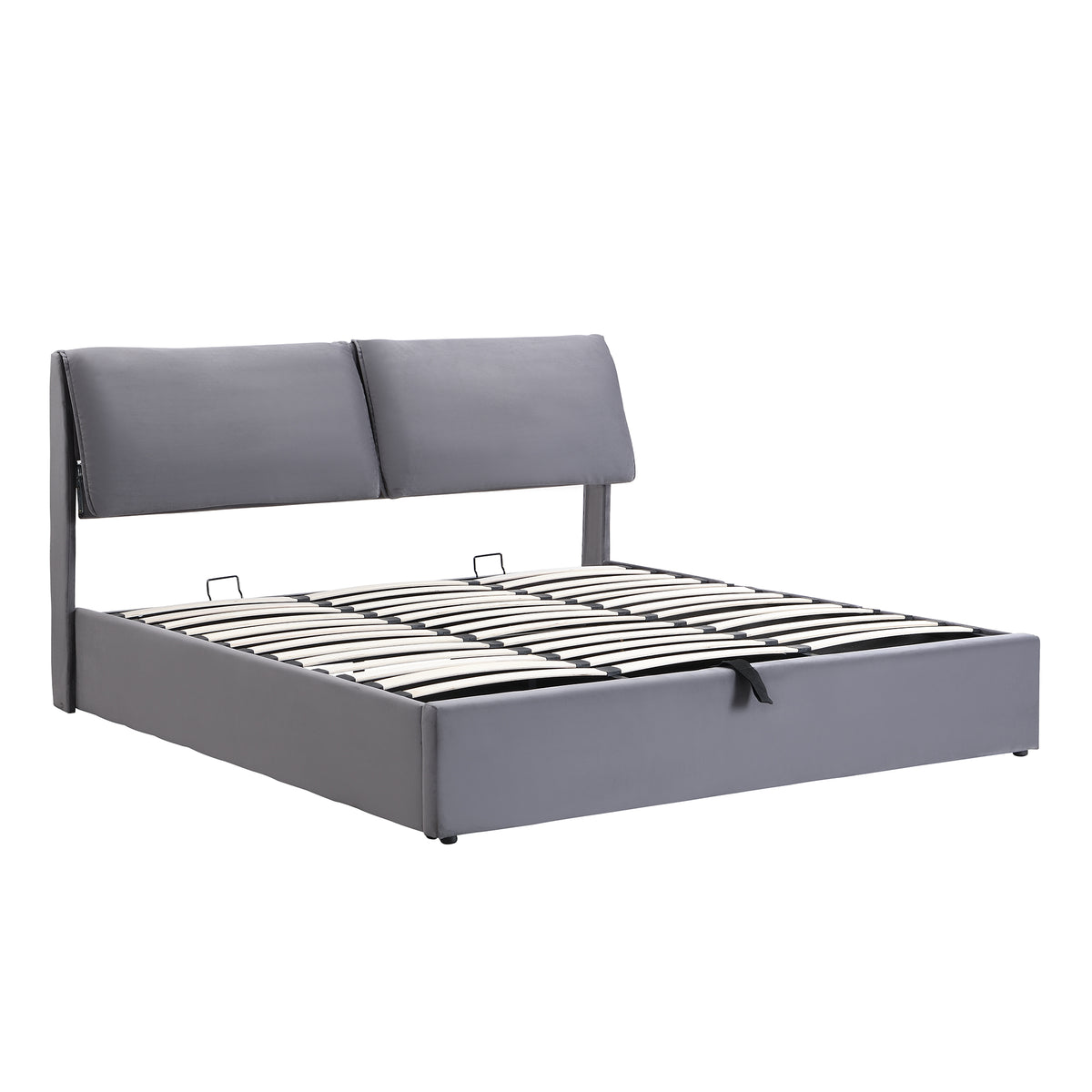 Upholstered Bed 180x200 with Hydraulic Storage, Grey Velvet