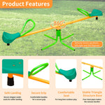 Kids Seesaw Outdoor Teeter Board Non-Slip Handle, Green Yellow