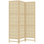 Folding Screen 3-Part Room Divider PP Rattan, Natural