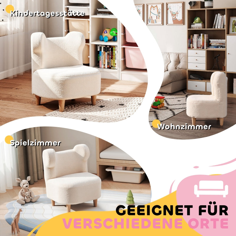 Children's Armchair, Bear Ears, Foam, Beige