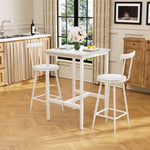 Bar Table and 2 Stools Set Industrial Style Metal Frame - White