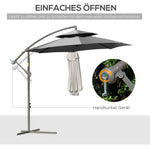 Parasol Cantilever, Double Roof Cross Base, Light Grey Polyester