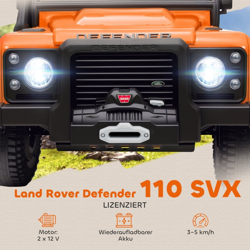 AIYAPLAY Electric Car, 12V Battery, Remote Control, Music, Horn, LED Lights, Orange