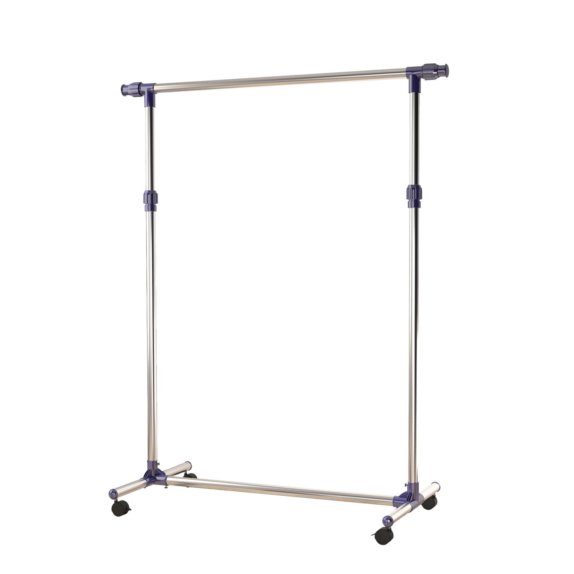 Coat Rack with Wheels, Height-Adjustable, Extendable Clothes Rail, Stainless Steel