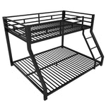 Bunk Bed 90x200 / 140x200 with Railing & Step, Black Metal