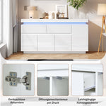 Sideboard 140x35x72.5cm High-Gloss LED 2 Drawers 4 Doors - White
