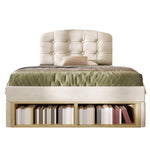 Upholstered Single Bed with Storage and Adjustable Headboard, 90x200cm, Beige Velvet