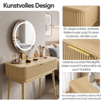 Dressing Table with LED Mirror & Drawers, 80x40x133 cm, Oak