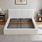 Upholstered Double Bed 180x200cm with Pneumatic Storage, Grey Linen