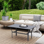 Side Table, Slat Design Weatherproof Outdoor, Metal Dark Gray