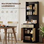 Kitchen Cabinet with Work Surface, Drawer & 3 Open Shelves, Natural Wood Black