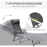 Folding Sun Lounger Deck Chair with Cushion, 7-Position Adjustable - Grey
