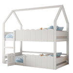 Children's Bunk Bed 90x200cm House Design with Safety Rails - White