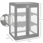 Greenhouse Cold Frame 3-Tier 2-Door Weatherproof Wood/Polycarbonate Dark Grey