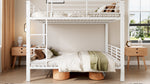 Bunk Bed 140x200 cm with Ladder & Fall Protection, White Metal