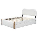 Upholstered Bed 140x200cm Pull-out Rollaway Bed - White