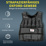 Weighted Vest, 30 kg Adjustable Strength Training, Black Oxford Metal