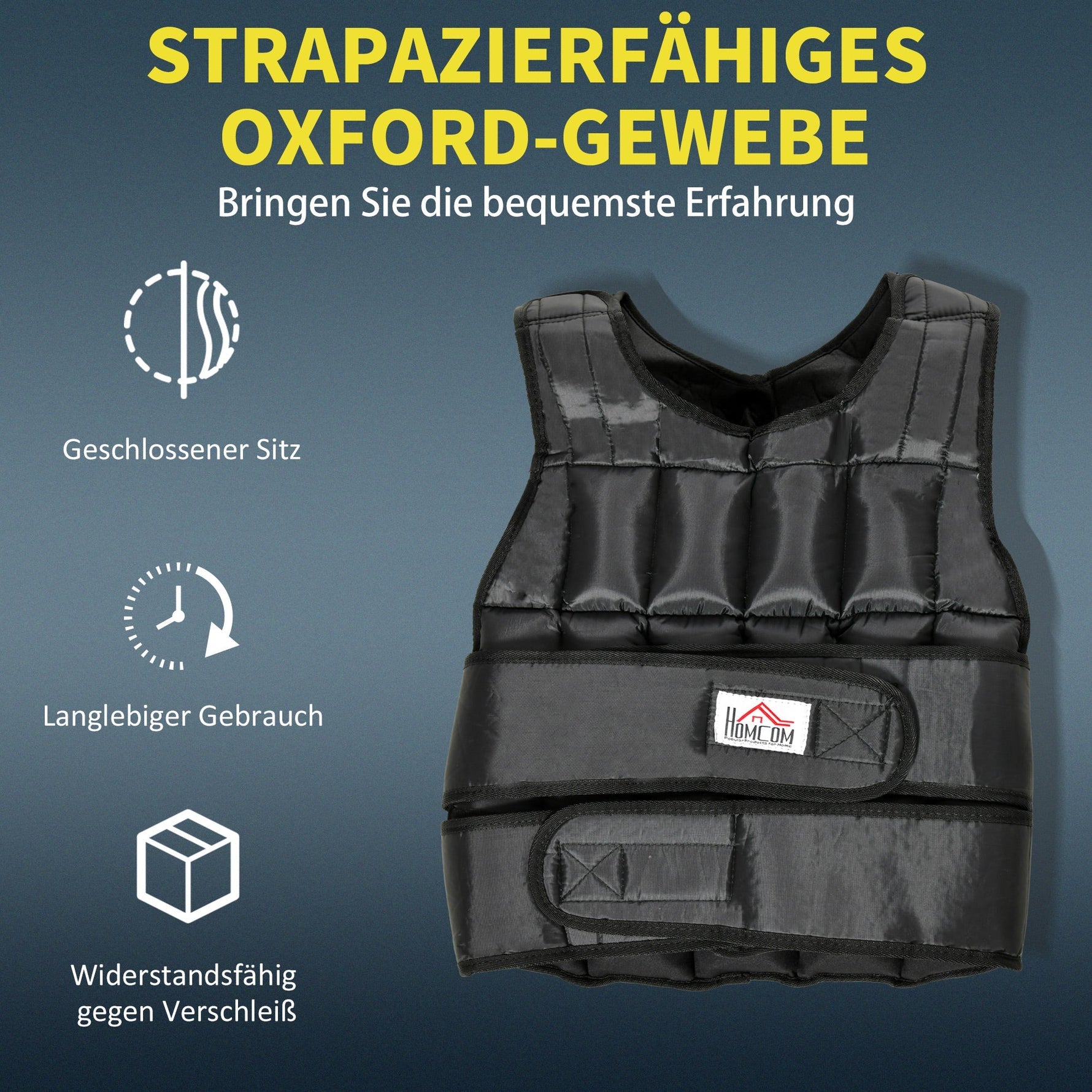 Weighted Vest, 30 kg Adjustable Strength Training, Black Oxford Metal
