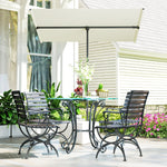 Parasol, 180° Rotatable Height Adjustable Garden Umbrella, Beige