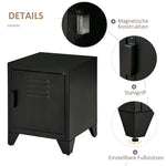 Bedside Table with Adjustable Shelf and Door, Metal Black