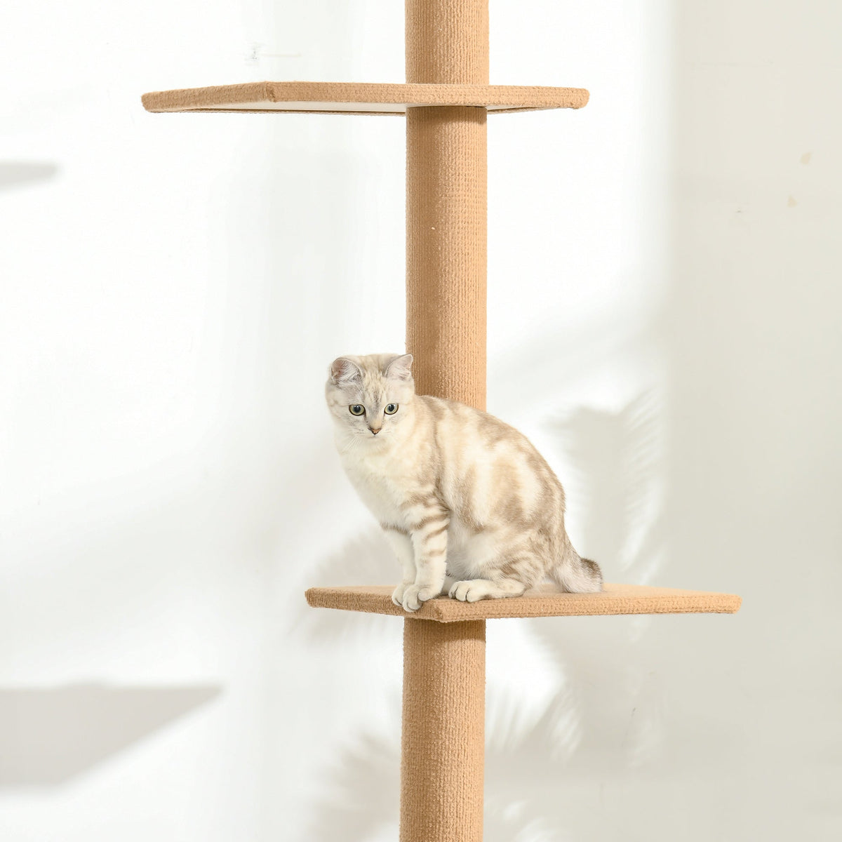 Scratching Post Climbing Tree, Height-Adjustable Play Tree for Cats, Light Brown